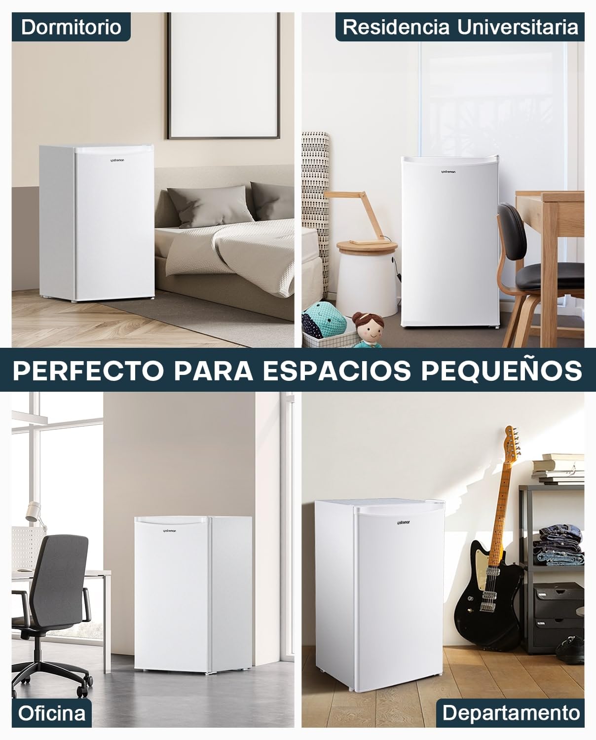 Upstreman Frigorífico Compacto 91L con Congelador, Silencioso, Clase E, Blanco