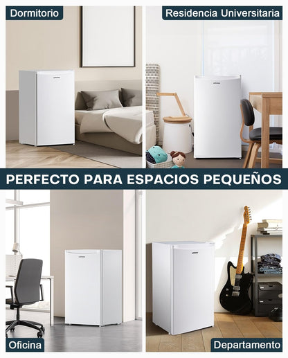 Upstreman Frigorífico Compacto 91L con Congelador, Silencioso, Clase E, Blanco