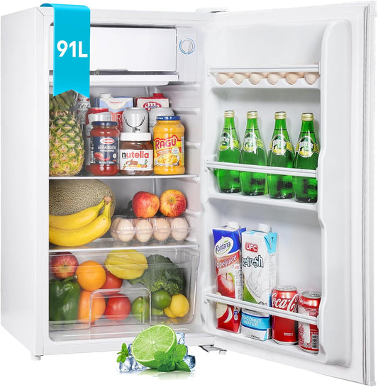 Upstreman Frigorífico Compacto 91L con Congelador, Silencioso, Clase E, Blanco